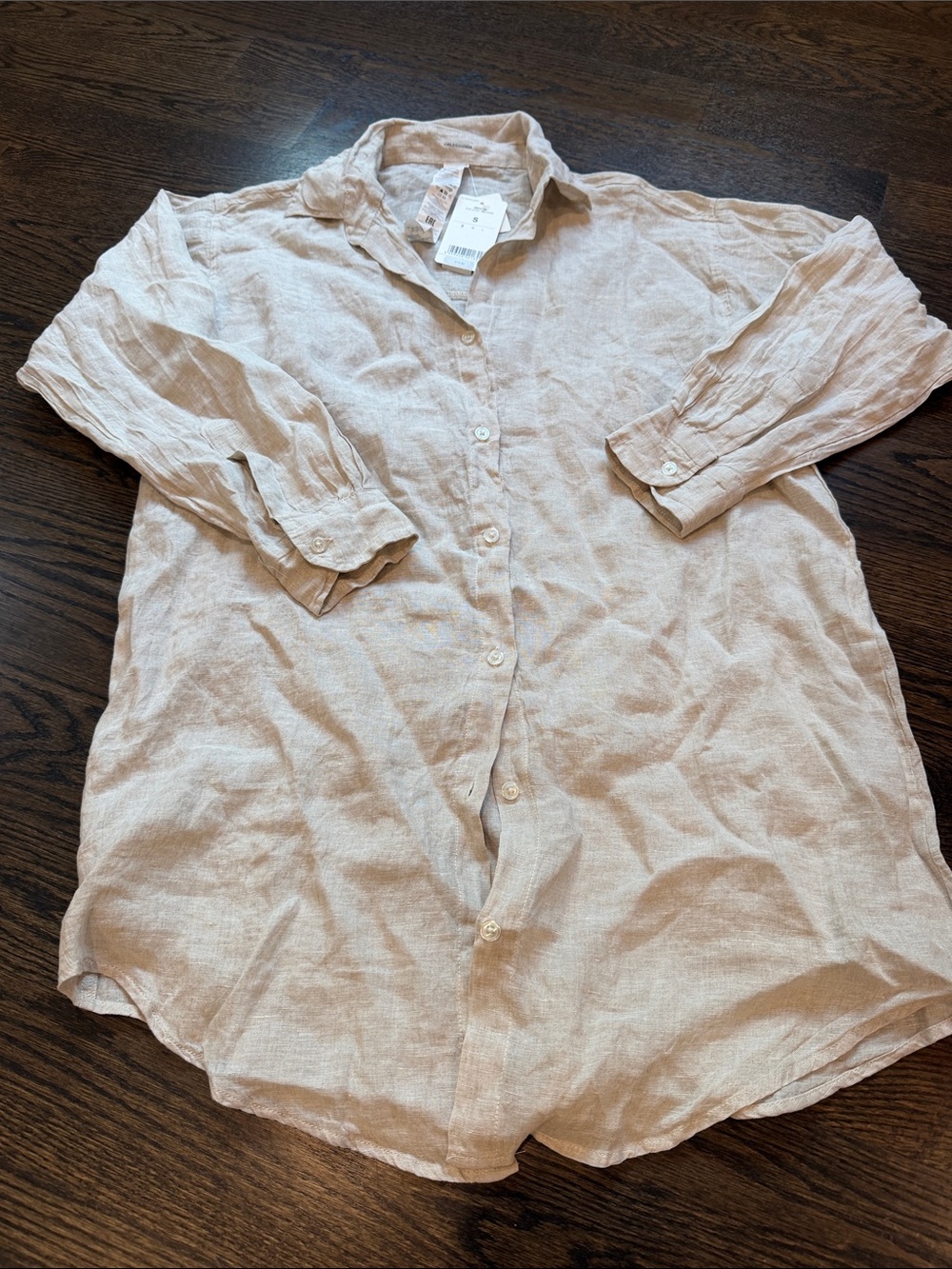 Calzedonia Light Beige Linen Button-Up Shirt Small - Picture 5 of 5